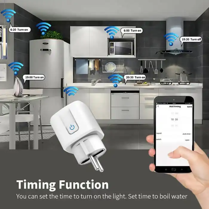 Prise Intelligente Wi-Fi Tuya 20A avec Mesure de Consommation
